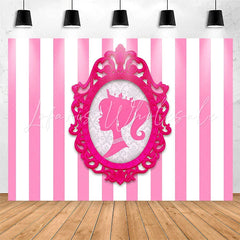 Lofaris Photo Frame Princess Pink Stripe Girl Party Backdrop