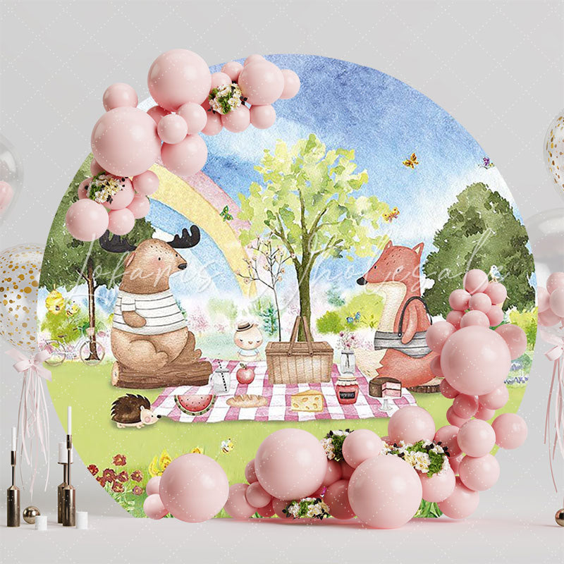 Picnic in the Forest Round Backdrop for Outdoor Gathering Fun