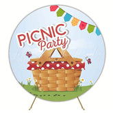 Picnic Party Fun Round Backdrop for Outdoor Celebration