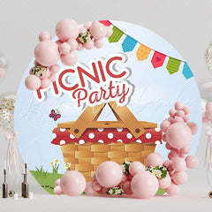 Picnic Party Fun Round Backdrop for Outdoor Celebration