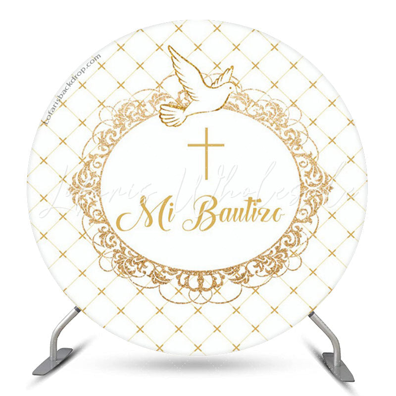 Lofaris Pigeon White Gold Baptism Round Backdrop Cover