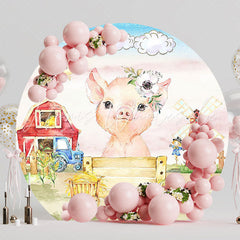 Piggy from the Farm Round Backdrop for Farm Party Theme