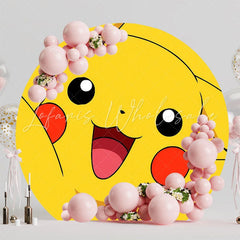 Pikachu Pokemon Theme Kids Birthday Party Round Backdrop Display