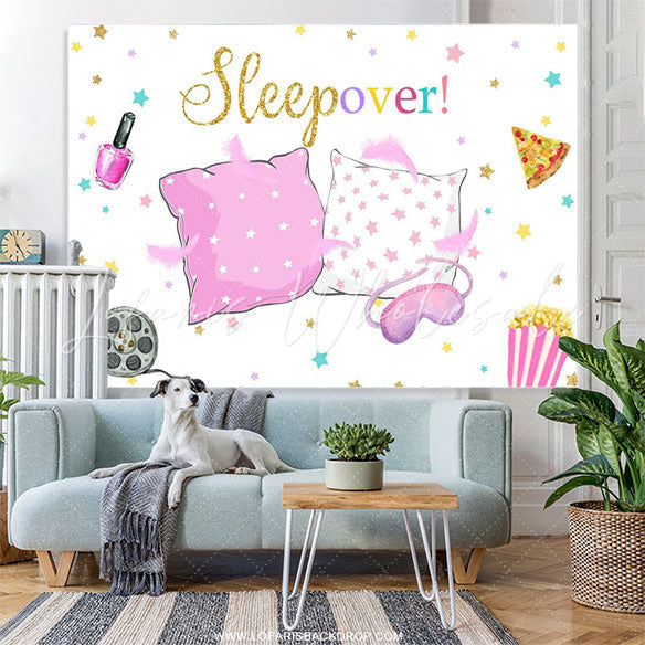 Lofaris Pillow Fight Sleepover Party Girls Birthday Backdrop