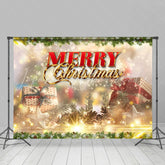 Lofaris Pine Cone Green Red Merry Bokeh Christmas Backdrop