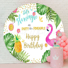 Lofaris Pineapple Flamingo Monsteras Circle Birthday Backdrop