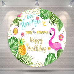 Lofaris Pineapple Flamingo Monsteras Circle Birthday Backdrop