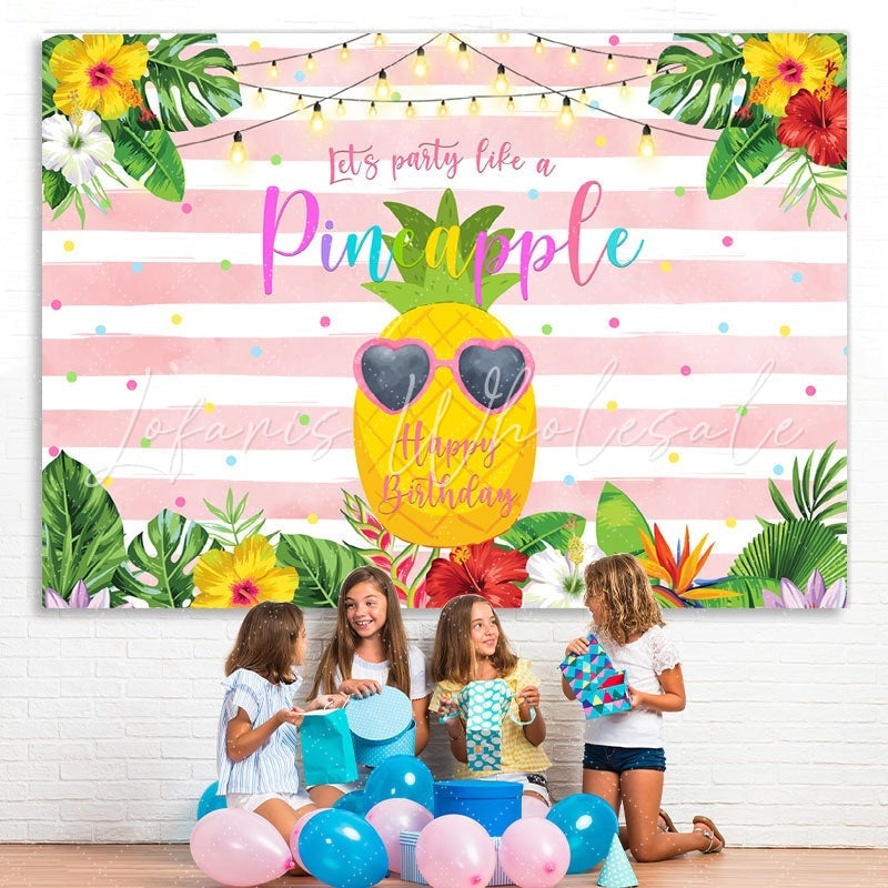 Lofaris Pineapple Floral Birthday Photo Decoration backdrops