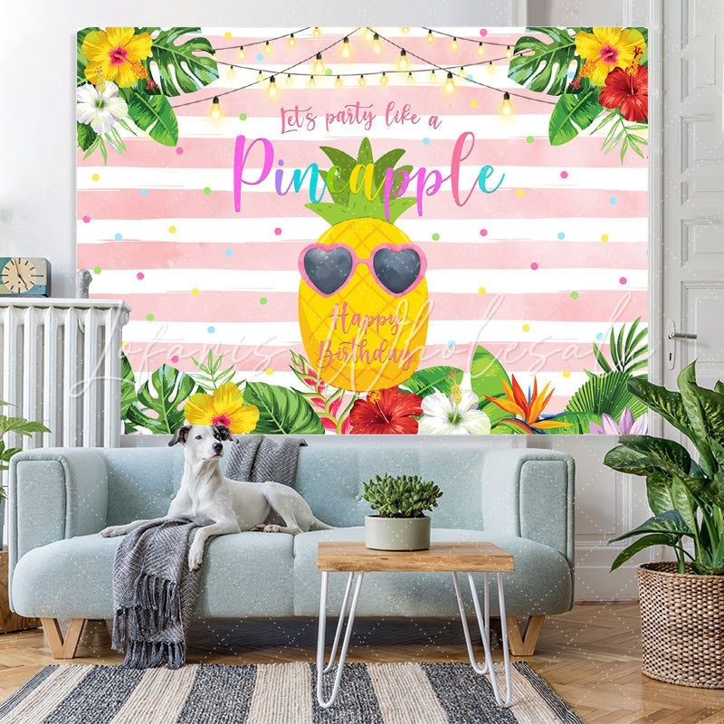 Lofaris Pineapple Floral Birthday Photo Decoration backdrops