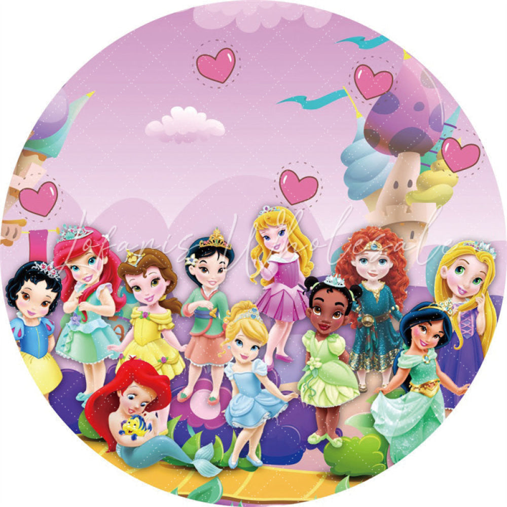 Lofaris Pink All Princess Together Happy Birthday Backdrop