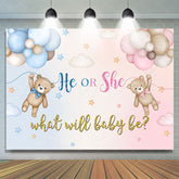 Lofaris Pink And Blue Bears Balloon Gender Reveal Backdrop