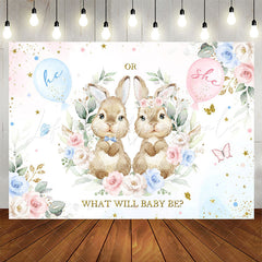 Lofaris Pink And Blue Bunny Floral Baby Shower Backdrop