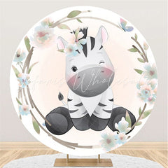 Lofaris Pink And Blue Flower Zebra Gender Reveal Round Backdrop