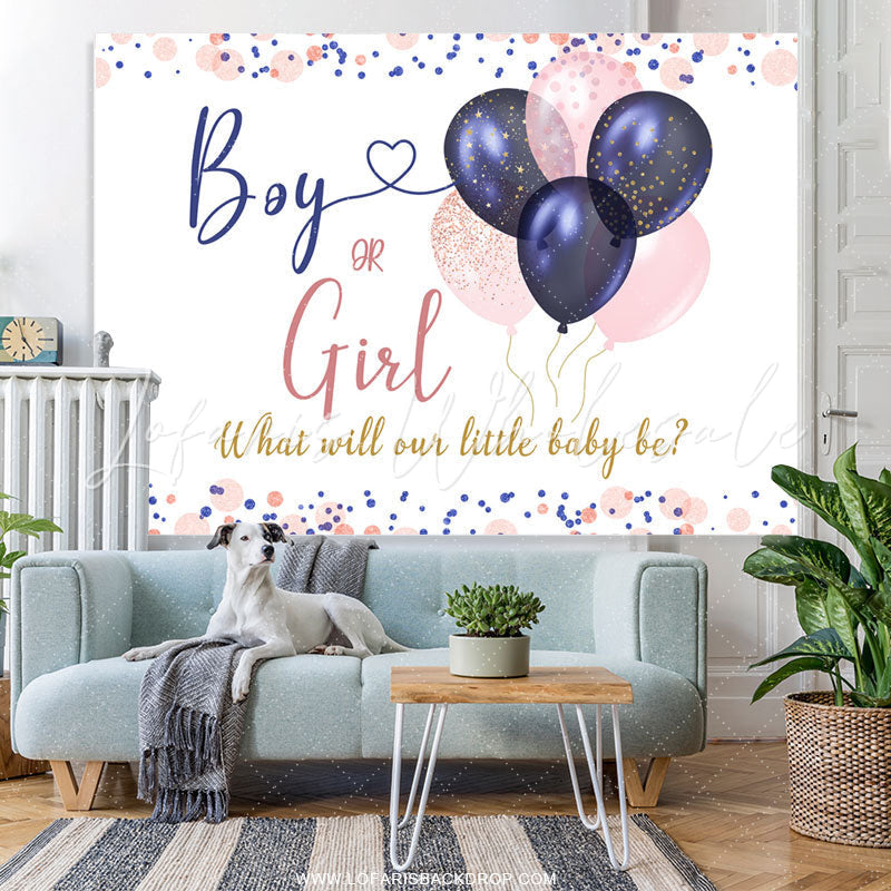 Lofaris Pink And Blue Gender Reveal Balloon Baby Shower Backdrop