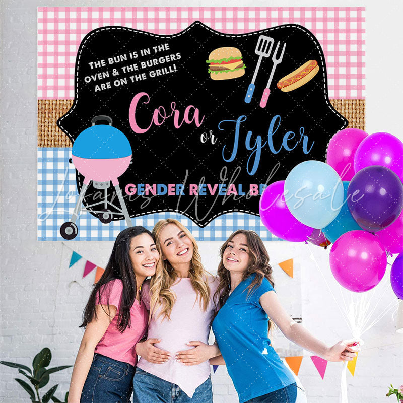 Lofaris Pink And Blue Gender Reveal Bbq Baby Shower Backdrop