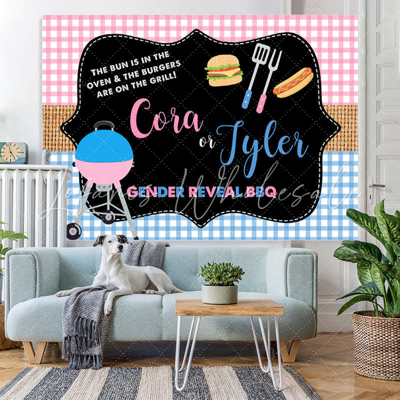 Lofaris Pink And Blue Gender Reveal Bbq Baby Shower Backdrop