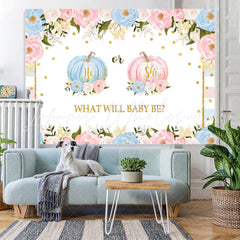 Lofaris Pink and Blue Pimpkins Floral Baby Shower Backdrop