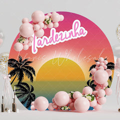 Pink and Blue Tardezinha Round Backdrop for Fun Celebration