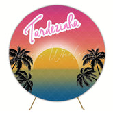 Pink and Blue Tardezinha Round Backdrop for Fun Celebration