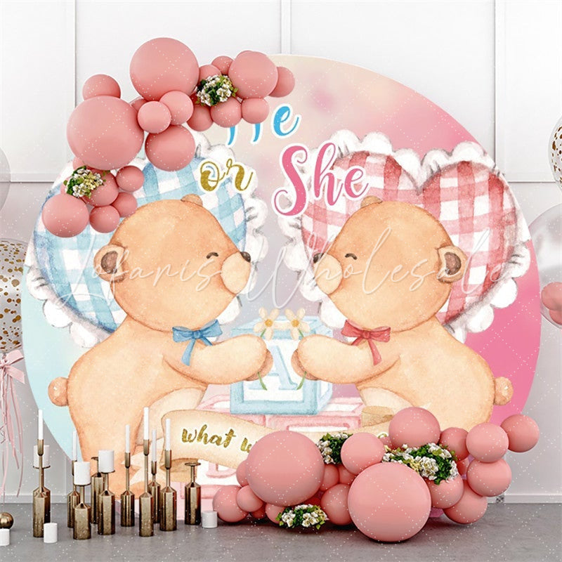 Lofaris Pink And Blue Teddy Bear Circle Baby Shower Backdrop
