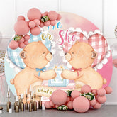Lofaris Pink And Blue Teddy Bear Circle Baby Shower Backdrop