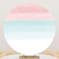 Lofaris Pink And Blue White Happy Birthday Circle Backdrop