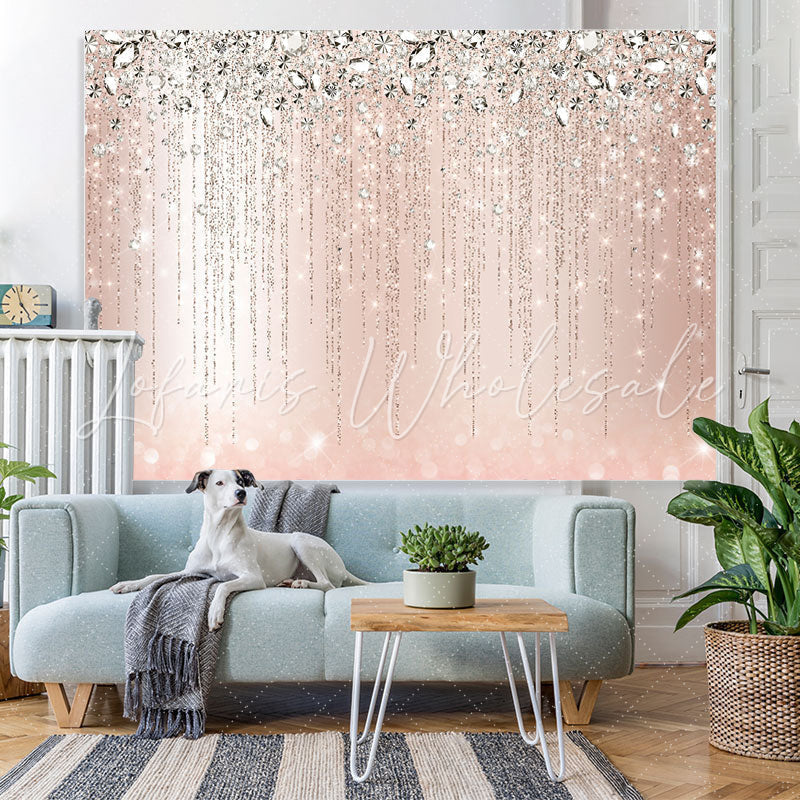 Lofaris Pink And Glitter Bokeh Happy Birthday Backdrop For Girl