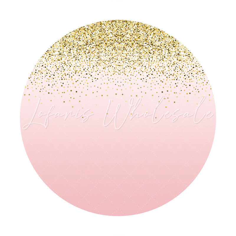 Lofaris Pink And Glitter Dots Round Theme Wedding Backdrop