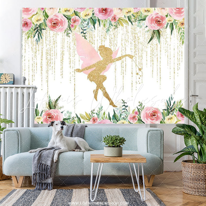 Lofaris Pink And Gold Floral Fairy Princess Birthday Party For Girl