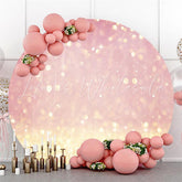 Lofaris Pink And Gold Glitter Bokeh Baby Shower Round Backdrop