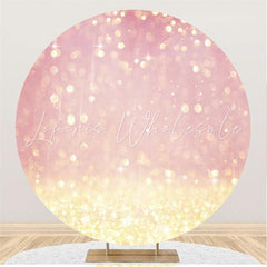 Lofaris Pink And Gold Glitter Bokeh Baby Shower Round Backdrop