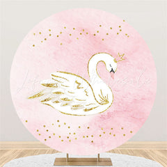 Lofaris Pink And Gold Swan Themed Round Backdrop For Party