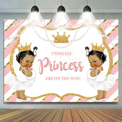 Lofaris Pink and Gold Twincess Princess Baby Shower Backdrop