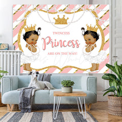 Lofaris Pink and Gold Twincess Princess Baby Shower Backdrop