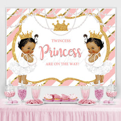 Lofaris Pink and Gold Twincess Princess Baby Shower Backdrop