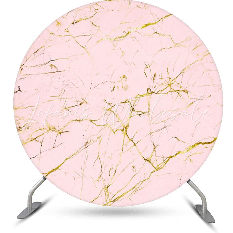 Lofaris Pink And Golden Abstract Round Birthday Backdrop