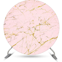 Lofaris Pink And Golden Abstract Round Birthday Backdrop