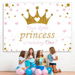 Lofaris Pink and Golden Crown Happy 1St Birthday for Princess