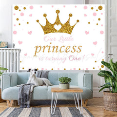 Lofaris Pink and Golden Crown Happy 1St Birthday for Princess