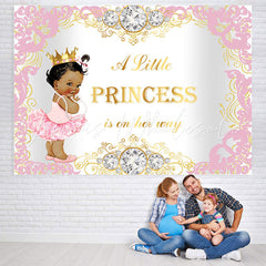 Lofaris Pink and Golden Diamond Princess Baby Shower Backdrop