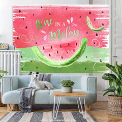 Lofaris Pink And Green One In A Melon Happy Birthday Backdrop