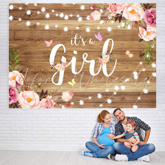 Lofaris Pink and Purple Flower Baby Shower Backdrop for Girl