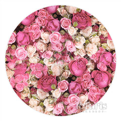 Lofaris Pink And Red Floral Wall Happy Birthday Circle Backdrop