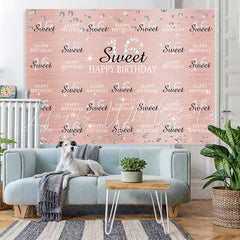 Lofaris Pink And Silver Diamonds Sweet 16 Birthday Backdorp