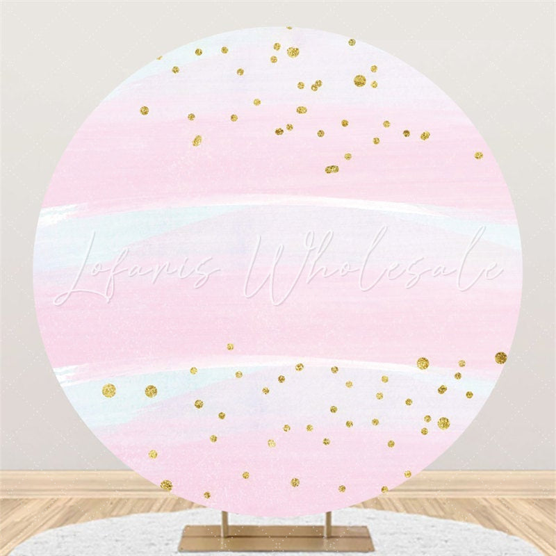 Lofaris Pink And White Glitter Circle Happy Birthday Backdrop