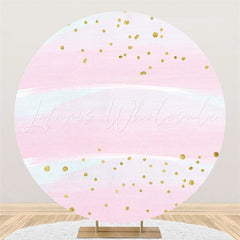 Lofaris Pink And White Glitter Circle Happy Birthday Backdrop