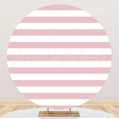 Lofaris Pink And White Stripes Wedding Custom Circle Backdrop