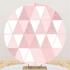 Lofaris Pink And White Triangle Circle Happy Birthday Backdrop