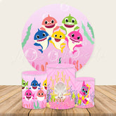 Lofaris Pink Baby Shark Themed Round Backdrop Kit For Girl