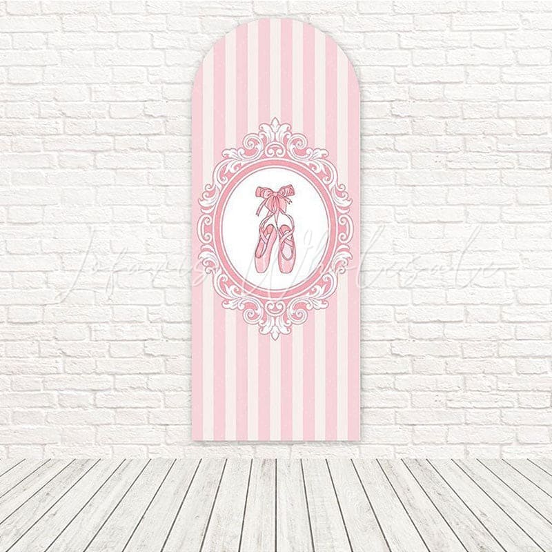 Pink Ballerina Graceful Dance Pose Arch Backdrop For Recital Event